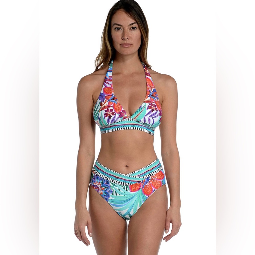 La Blanca women’s rouched halter bikini swimsuit top